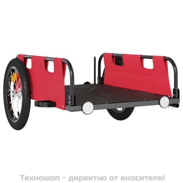 Ремарке за колело, червено, Оксфорд плат и желязо