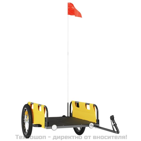 Ремарке за колело, жълто, Оксфорд плат и желязо