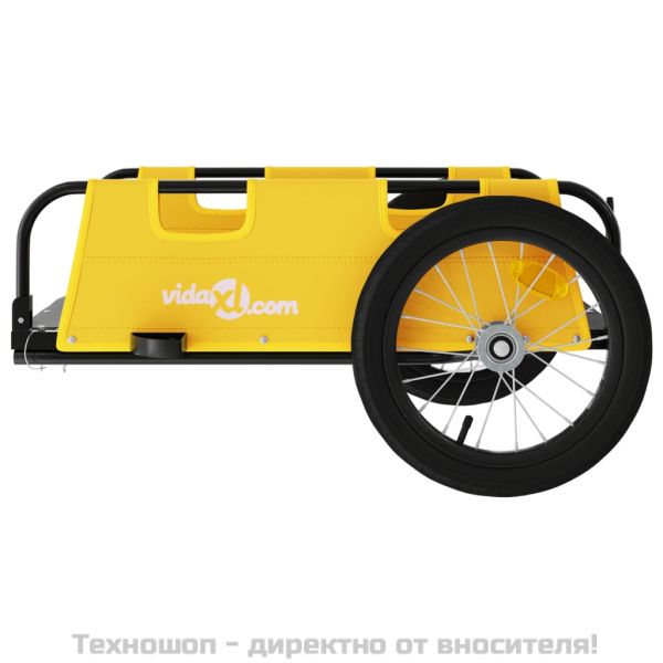 Ремарке за колело, жълто, Оксфорд плат и желязо