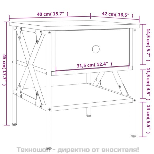 Нощна масичка, черна, 40x42x45 см, инженерно дърво