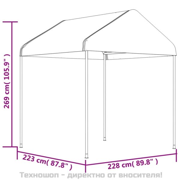 Навес с покрив бял 11,15x2,28x2,69 м полиетилен