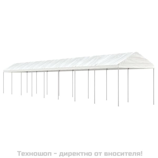 Навес с покрив бял 17,84x2,28x2,69 м полиетилен
