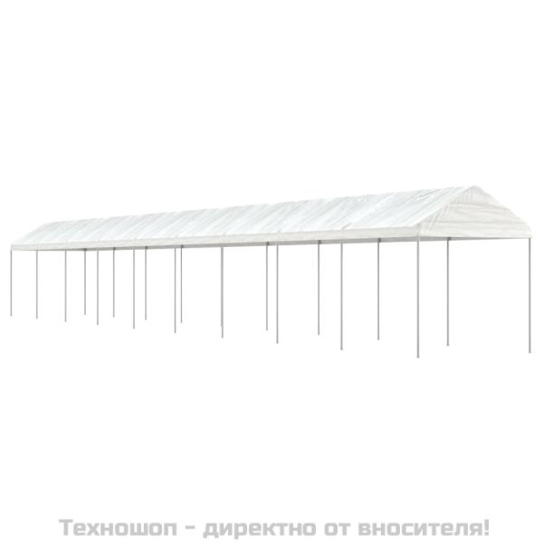 Навес с покрив бял 20,07x2,28x2,69 м полиетилен