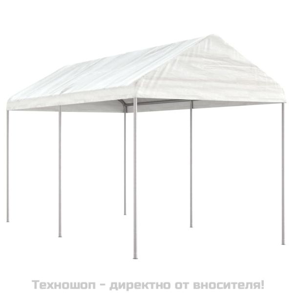 Навес с покрив бял 4,46x2,28x2,69 м полиетилен