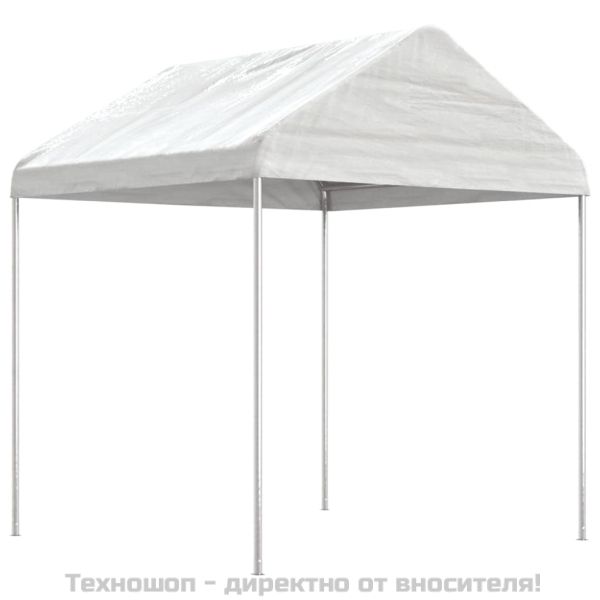Навес с покрив бял 15,61x2,28x2,69 м полиетилен