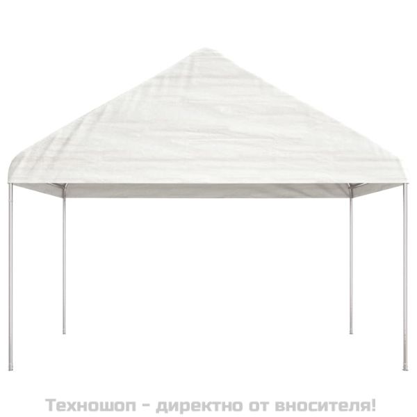 Навес с покрив бял 6,69x4,08x3,22 м полиетилен