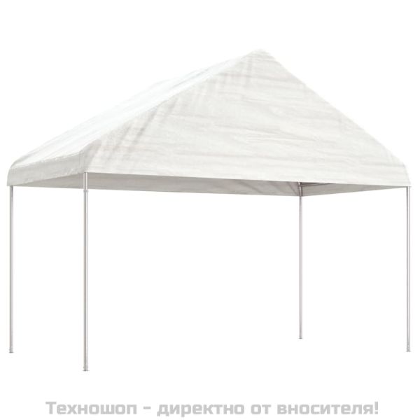 Навес с покрив бял 15,61x4,08x3,22 м полиетилен