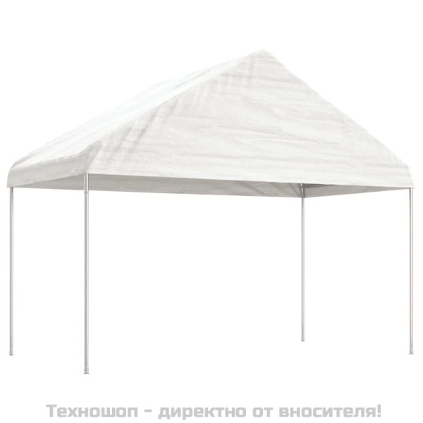 Навес с покрив бял 13,38x4,08x3,22 м полиетилен