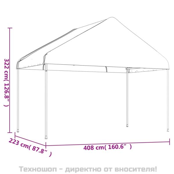 Навес с покрив бял 11,15x4,08x3,22 м полиетилен