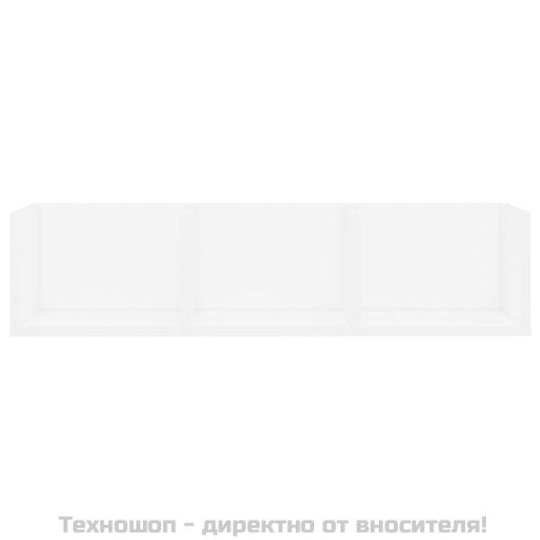 CD стенен рафт, бял, 75x18x18 см, инженерно дърво