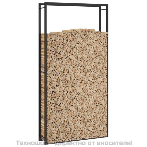 Стойка за дърва за огрев, черен мат, 110x28x214 см, стомана