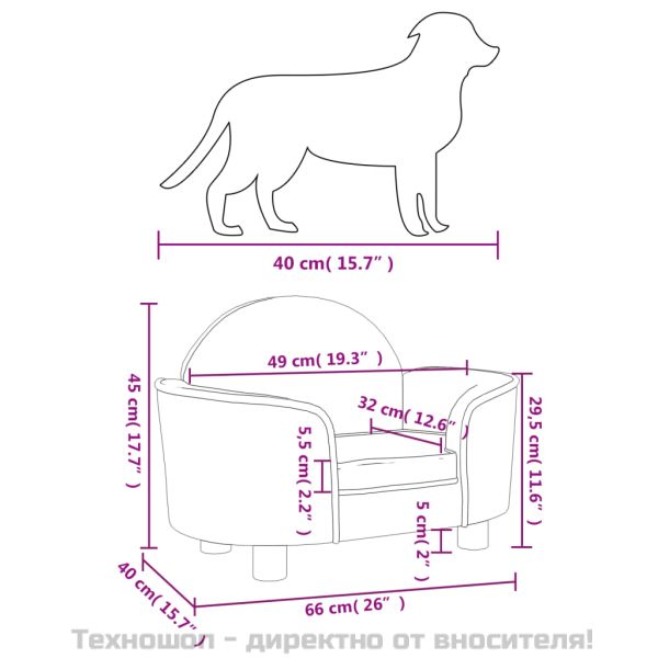 Кучешко легло черно 66x40x45 см кадифе