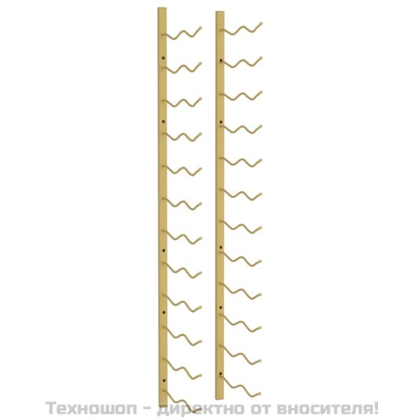 Стойка за вино за 24 бутилки, стенен монтаж, златиста, желязо