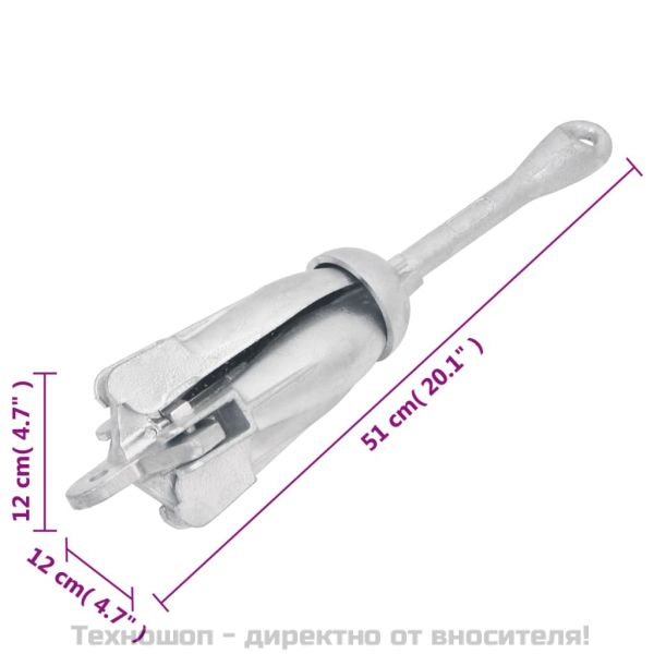 Сгъваема котва, сребриста, 6 кг, Горещо поцинкован чугун