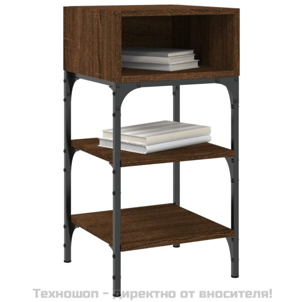 Нощна масичка, кафяв дъб, 35x34,5x70 см, инженерно дърво