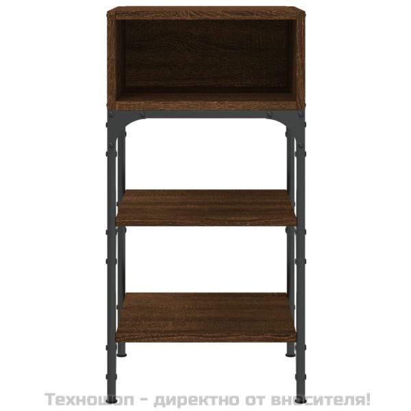 Нощна масичка, кафяв дъб, 35x34,5x70 см, инженерно дърво