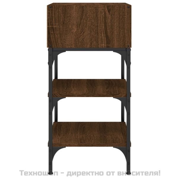 Нощна масичка, кафяв дъб, 35x34,5x70 см, инженерно дърво