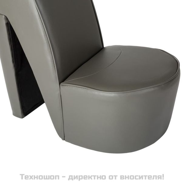 Стол във форма на обувка на висок ток, сив, изкуствена кожа