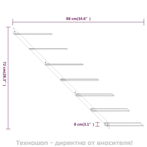 Стойка за вино за 7 бутилки, стенен монтаж, златиста, метал