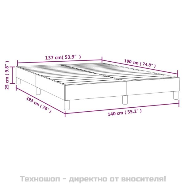 Рамка за легло с пружини, тъмносиня, 140x190 см, кадифе
