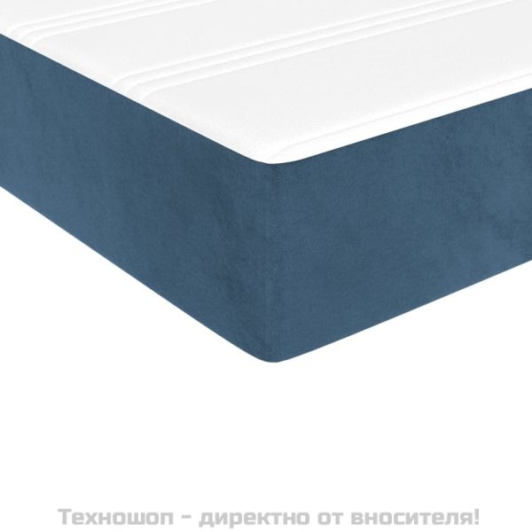 Боксспринг легло с матрак, тъмносиня, 140x190 см, кадифе