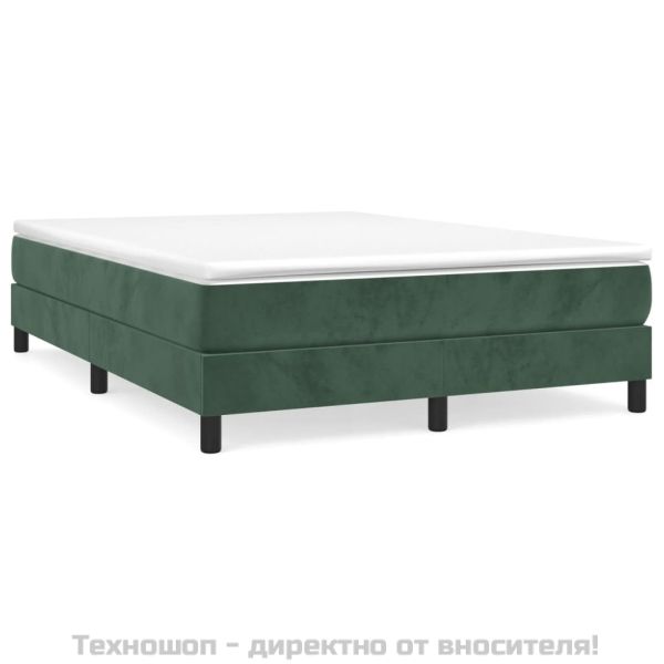 Рамка за легло с пружини, тъмнозелена, 140x200 см, кадифе