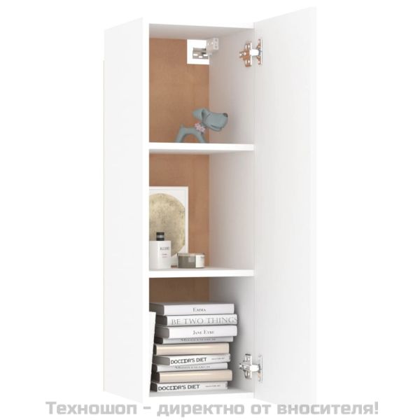 ТВ шкаф, бял, 30,5x30x90 см, инженерно дърво