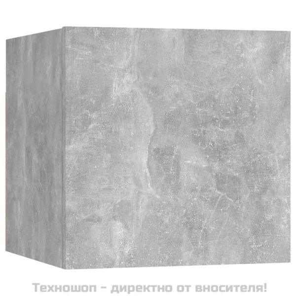 Комплект ТВ шкафове от 3 части, бетонно сив, инженерно дърво