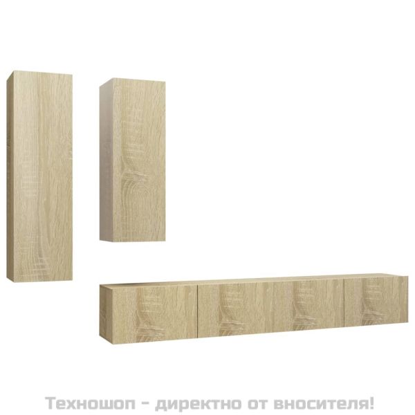 Комплект ТВ шкафове от 4 части, дъб сонома, инженерно дърво