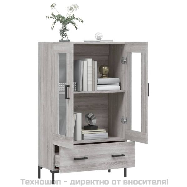 Висок шкаф, сив сонома, 69,5x31x115 см, инженерно дърво
