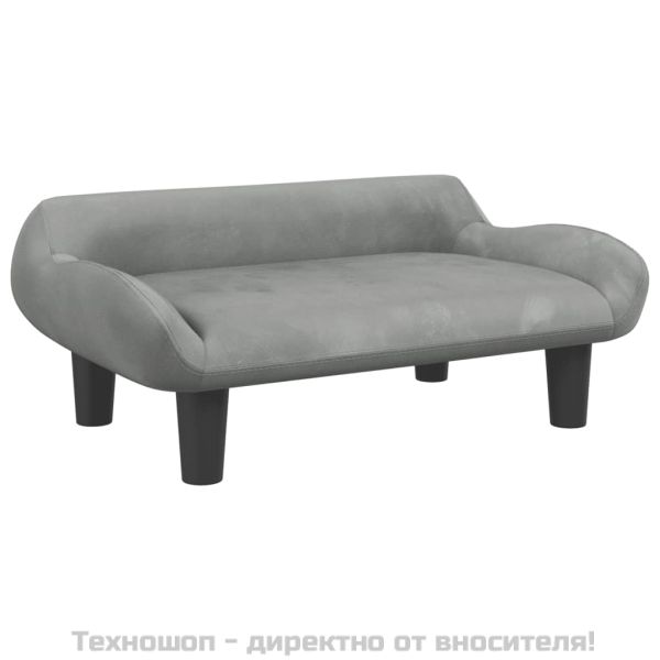 Детски диван, светлосив, 70x40x24 см, кадифе
