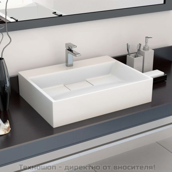 Мивка, 50x38x13 см, минерална/мраморна отливка, бяла