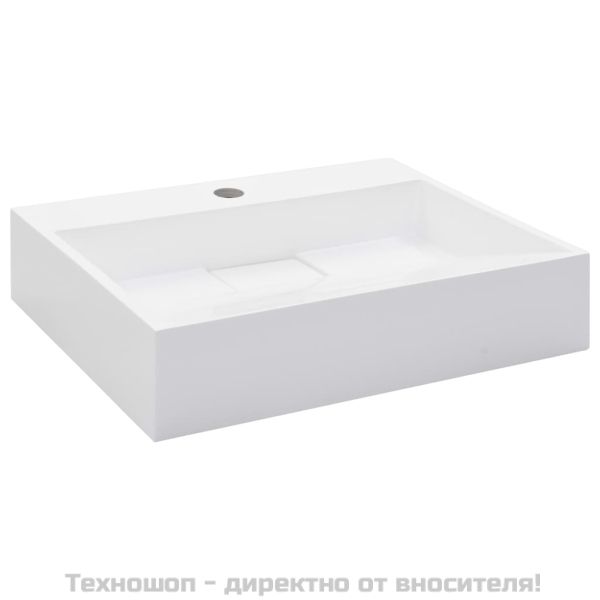 Мивка, 50x38x13 см, минерална/мраморна отливка, бяла