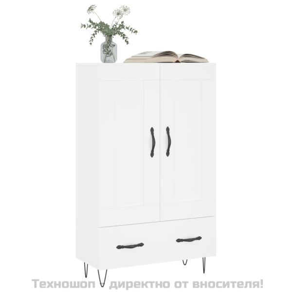 Висок шкаф, бял, 69,5x31x115 см, инженерно дърво