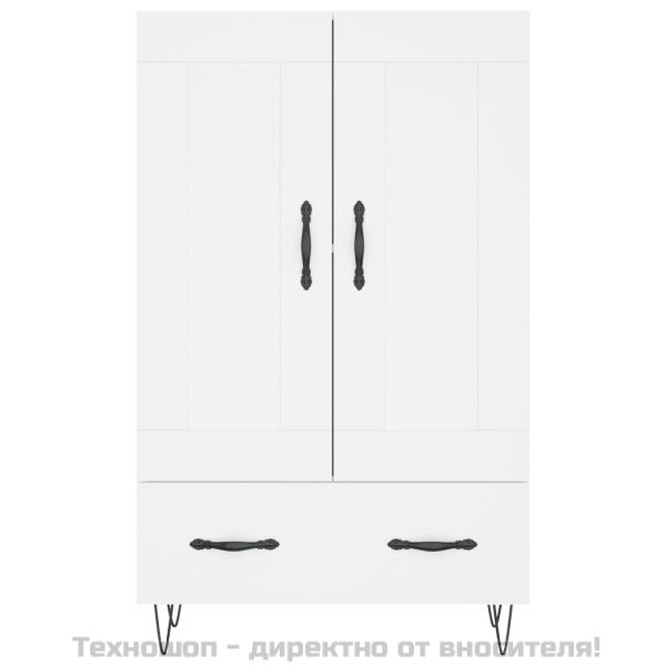 Висок шкаф, бял, 69,5x31x115 см, инженерно дърво