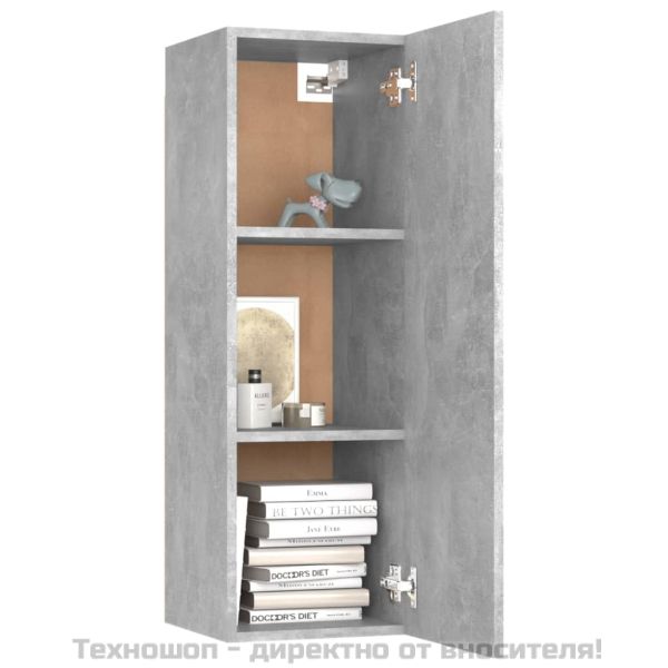 ТВ шкаф, бетонно сиво, 30,5x30x90 см, инженерно дърво