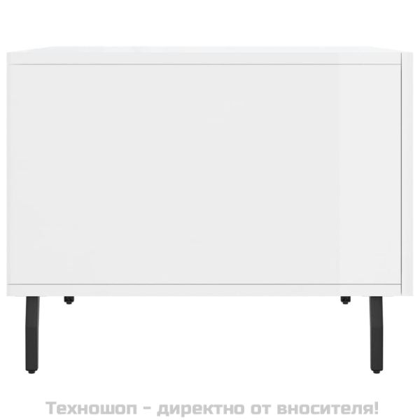 Кафе маса, бял гланц, 50x50x40 см, инженерно дърво