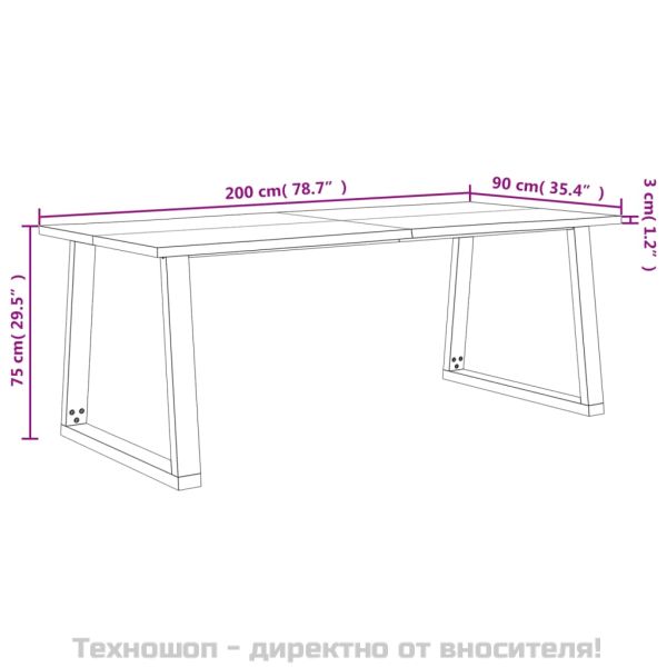 Трапезна маса с жив ръб 200x90x75 см масивна акация