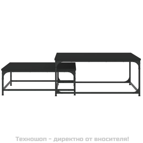 Стифиращи кафе маси, 2 бр, черни, инженерно дърво