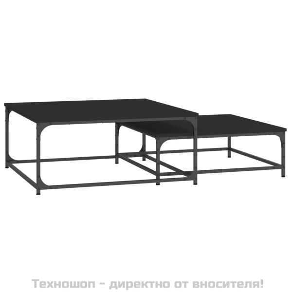Стифиращи кафе маси, 2 бр, черни, инженерно дърво