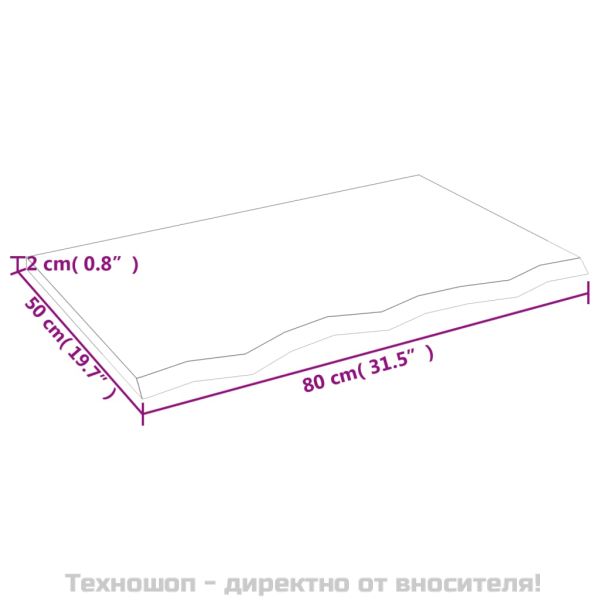 Стенен рафт 80x50x2 см необработен масивен дъб