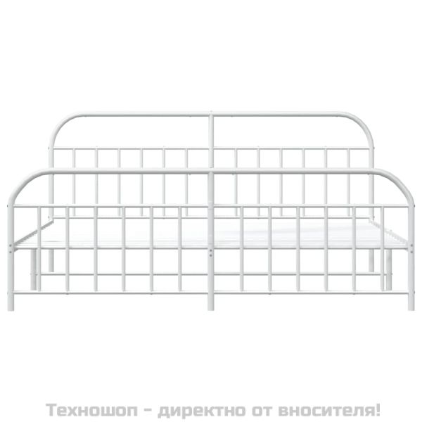 Метална рамка за легло с горна и долна табла, бяла, 200x200 см