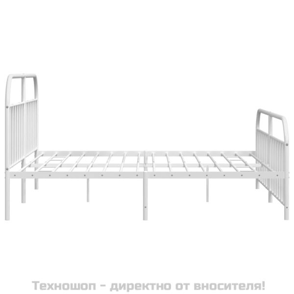 Метална рамка за легло с горна и долна табла, бяла, 200x200 см