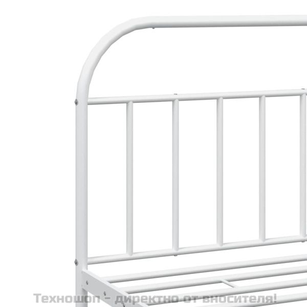 Метална рамка за легло с горна и долна табла, бяла, 200x200 см