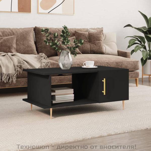 Маса за кафе, черна, 90x50x40 см, инженерно дърво