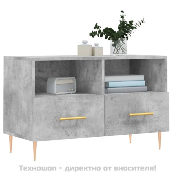 ТВ шкаф, бетонно сив, 80x36x50 см, инженерно дърво