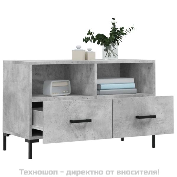 ТВ шкаф, бетонно сив, 80x36x50 см, инженерно дърво