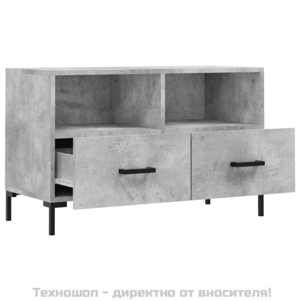 ТВ шкаф, бетонно сив, 80x36x50 см, инженерно дърво