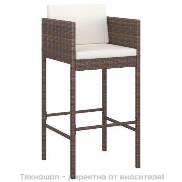 Градински бар комплект с възглавници 7 части кафяв полиратан