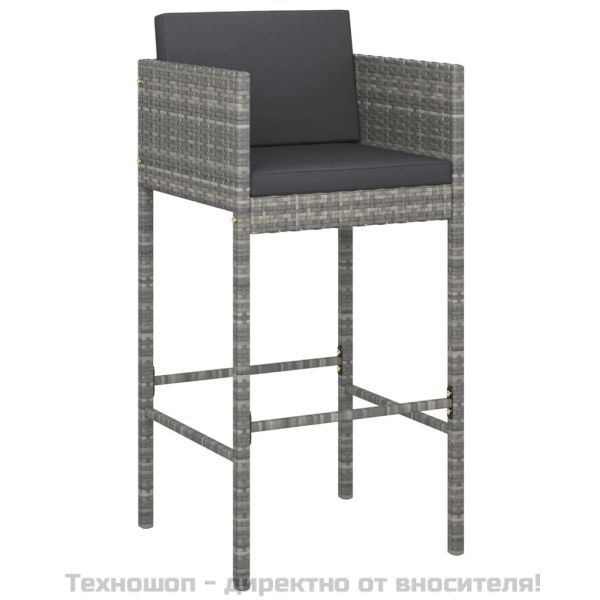 Градински бар комплект с възглавници 7 части сив полиратан